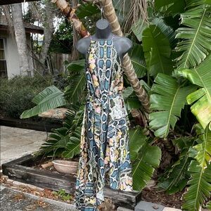 forever, unique, satin handkerchief, hem, snake, print, and floral dress